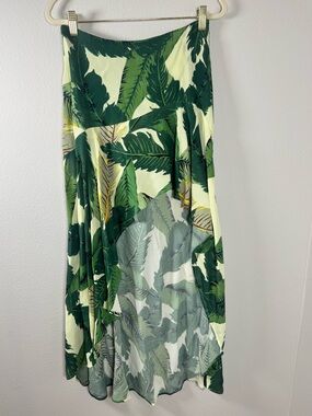 Beach Riot Green Palm Leaf High-Low Maxi Skirt S